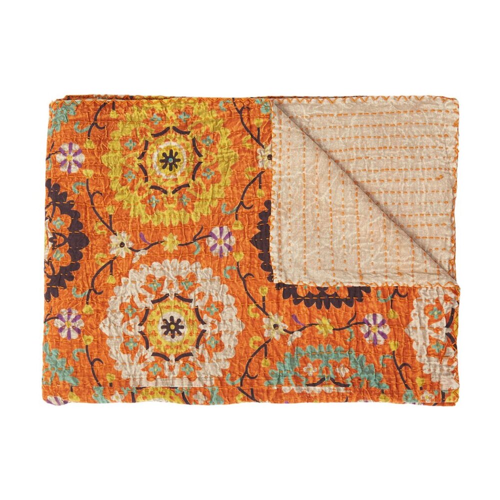 Taj Hotel Home Decor Kantha Cotton Throw | 1-Piece | Multicolor | 50"x70"